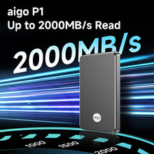 Load image into Gallery viewer, aigo P1 External SSD 1Tb/2TB Portable SSD Up to 2000 MB/s Read USB 3.2 Gen 2x2 USB-C USB-A External Solid State Drive Dust-Resistant Type-C Smartphone Windows PS5 Xbox PS4