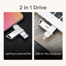 Load image into Gallery viewer, aigo U368 Flash Drive for iPhone MFI Certified Photo Stick for iPhone Thumb Drive Memory Stick USB Stick Flashdrive for External Storage Pad PC iOS Lightning Device, 128GB/256GB