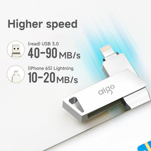 Aigo® USB 3.0 Flash Drive Ultra Dual Drive para dispositivos Android y computadoras