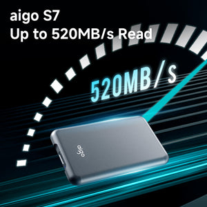 aigo S7 Portable External SSD 1TB/2TB Mini Portable Solid State Drive USB 3.2 USB-C to A Data Transfer for PC Laptop Window