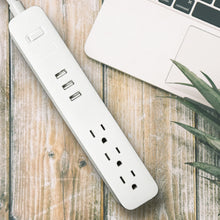 Load image into Gallery viewer, TP® Quality 3 Outlet 3  USB Switch Power Strip Surge Protector 4Ft  Cord with Flat Plug