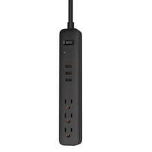 Load image into Gallery viewer, TP Black Power Strip with 3 AC Outlets and 3 USB Ports - Slim Vertical Design