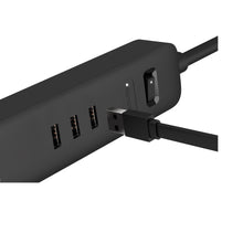 Load image into Gallery viewer, TP Slim Black Power Strip Charging a Smartphone via High-Speed USB Port