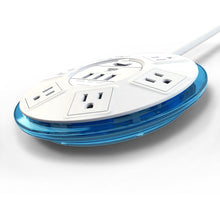 Load image into Gallery viewer, TP UFO 6-Outlet Surge Protector Clear-Blue Round Power Center Strips